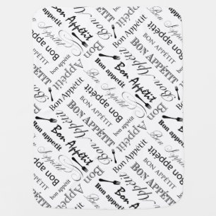 Elegant Black and White Bon Appetit French Chef Swaddle Blanket