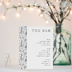 Elegant Black and White Botanical Menu Foam Board