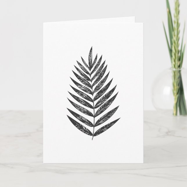 Elegant Black and White Botanical Minimalist Blank Card (Front)