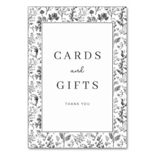 Elegant Black and White Botanical Thank You Card