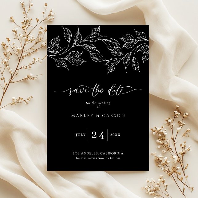 Elegant Black and White Botanical Wedding Save The Date (Creator Uploaded)