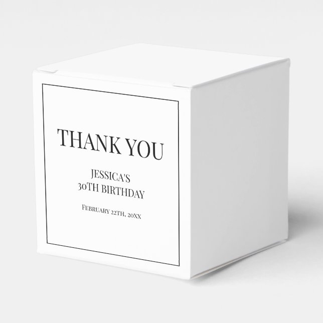 Elegant Black and White Bow 30th Birthday Party Favor Boxes (Front Side)