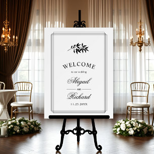 Elegant black and white branch WELCOME wedding Foam Board