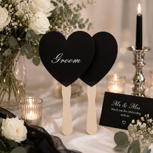Elegant black and white bridal hand fan