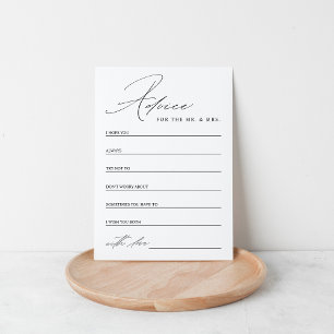 Elegant Black and White Bridal Shower Advice Card