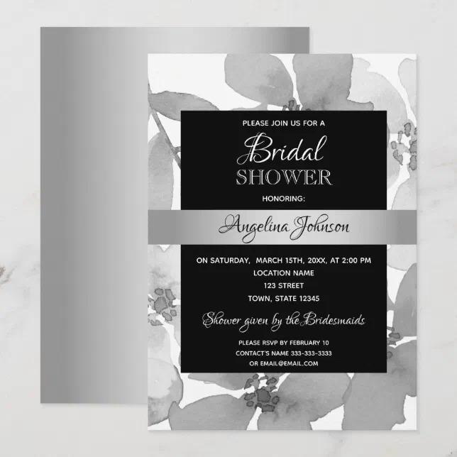 Elegant Black and White Bridal Shower Invitation | Zazzle