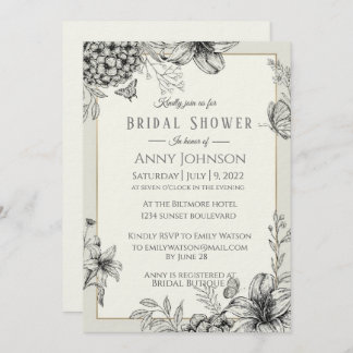 Elegant Black and white Bridal Shower Invitation