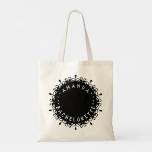 Elegant Black and White Bridesmaid Tote Bag