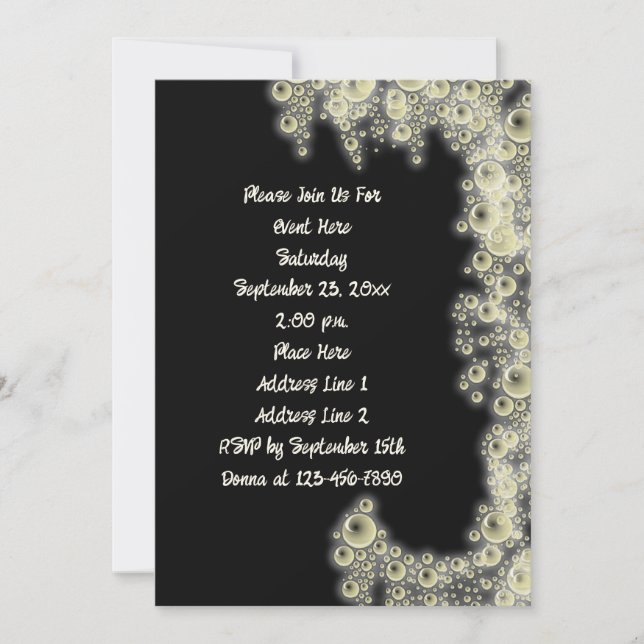 Elegant Black And White Bubbles Party Invitation (Front)