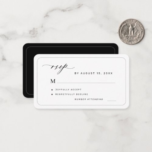 Elegant black and white budget wedding RSVP Note Card