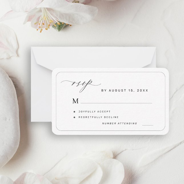 Elegant black and white budget wedding RSVP Note Card (Creator Uploaded)