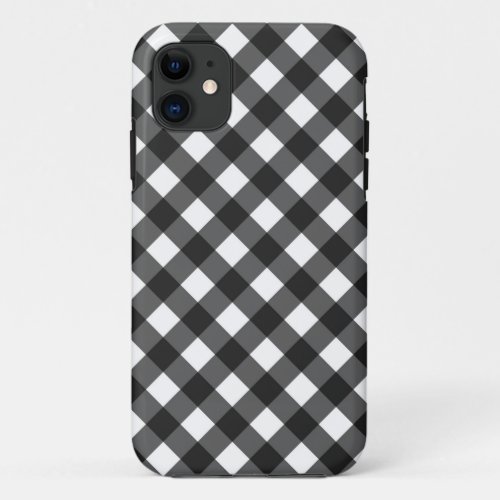 Elegant Black and White Buffalo Plaid iPhone 11 Case