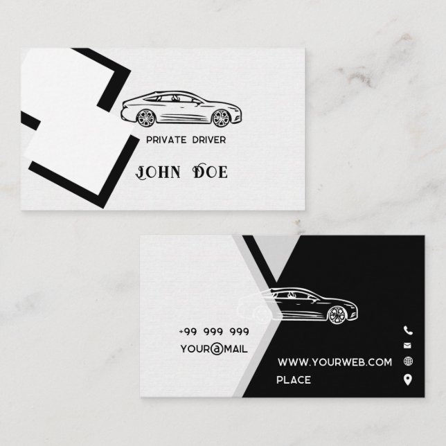 Elegant black and white business card (Front/Back)