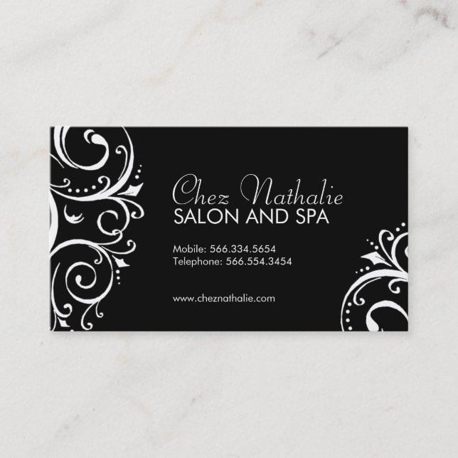 Elegant Black and White Business Cards (Front)