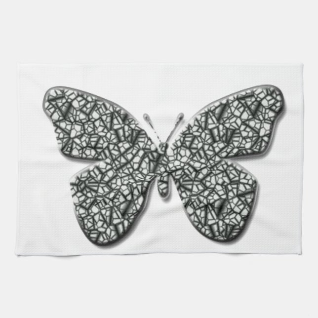 Elegant Black And White  Butterfly Towel (Horizontal)