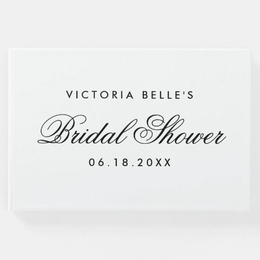 Elegant Black And White Calligraphy Bridal Shower Guest Book Zazzle