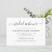 Elegant Black and White Calligraphy Bridal Shower Invitation (Standing Front)