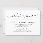 Elegant Black and White Calligraphy Bridal Shower Invitation (Front)