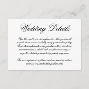 Elegant Black and White Calligraphy Formal Wedding Enclosure Card