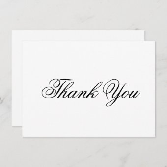 Elegant Black and White Calligraphy Formal Wedding Thank You Card | Zazzle