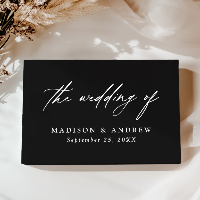 Elegant Black and White Calligraphy Photo Wedding Guest Book (Creator Uploaded)