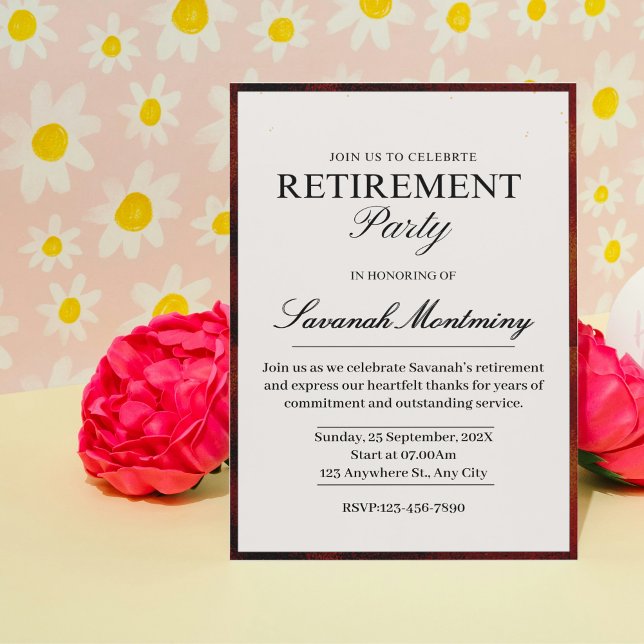 Elegant Black and White Calligraphy Retirement Par Invitation (Elegant Black and White Calligraphy Retirement Par Invitation)