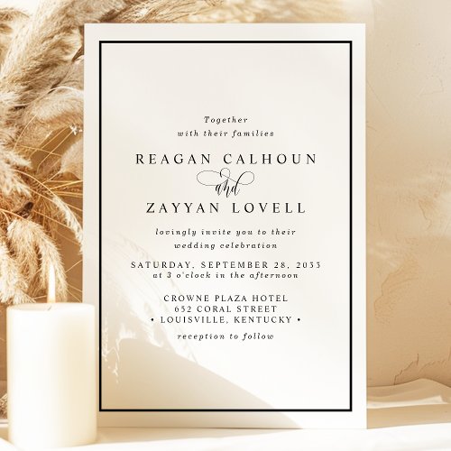 Wedding Invitations 6 Elegant Black And White Calligraphy Wedding Invitation