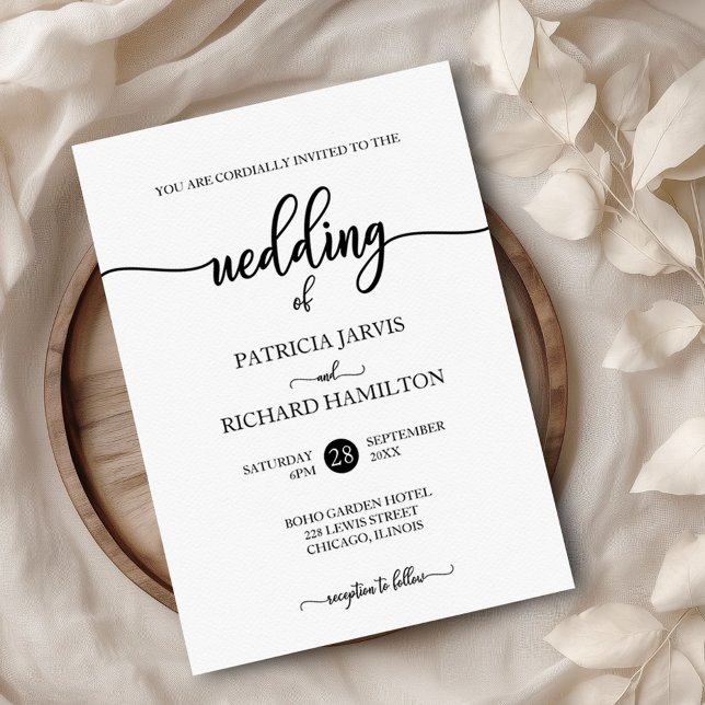 Elegant Black And White Calligraphy Wedding Invitation (Creator Uploaded)