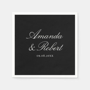 Elegant Black and White Calligraphy Wedding Napkins