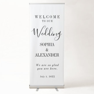 Elegant Black and White Calligraphy Wedding Retractable Banner