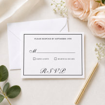 Elegant Black and White Calligraphy Wedding RSVP 