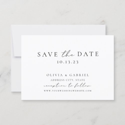 Elegant black and white calligraphy Wedding Save The Date