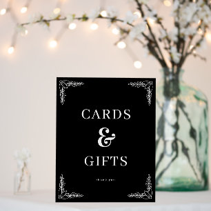Elegant Black and White Cards & Gifts Sign