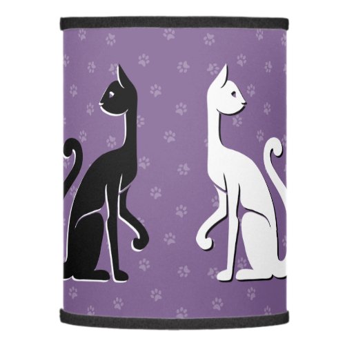 Elegant Black and White Cats Lamp Shade