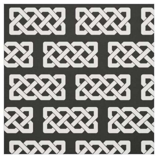 Elegant Black and White Celtic Knot Pattern Fabric