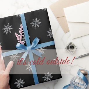 Elegant Black and White Chalk Snowflakes Wrapping Paper