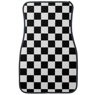 Elegant Black and White Checkerboard  Car Floor Mat