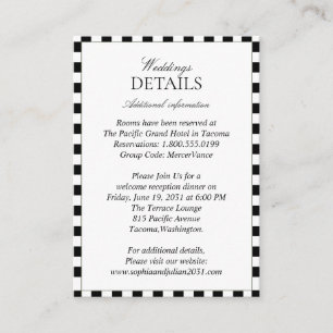 Elegant Black and White Checkerboard Details Enclosure Card
