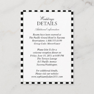 Elegant Black and White Checkerboard Details Enclosure Card