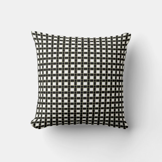 Elegant Black and White Checkered Throw Pillow (Front)