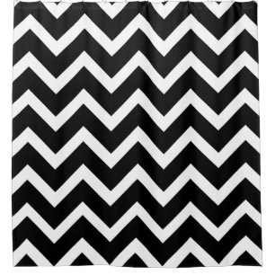 Elegant Black And White Chevron Shower Curtain