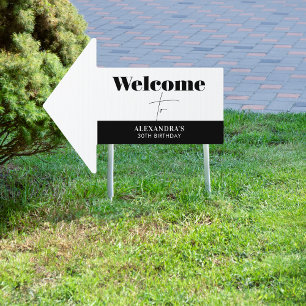 Elegant Black and white Chic Brthday Welcome Yard Sign