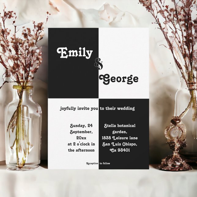 Elegant Black And White Chic Modern Simple Wedding Invitation (Creator Uploaded)