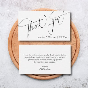 elegant black and white chic wedding thank you note card