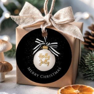 Elegant Black And White Christmas Bauble Favor Tags