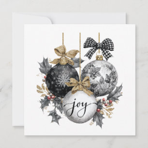 Elegant Black and White Christmas OrnamentsSticker Invitation