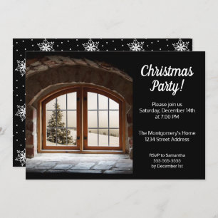 Elegant Black and White Christmas Party Invitation