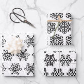 Black and White Snowflake Christmas Pattern Wrapping Paper Sheets