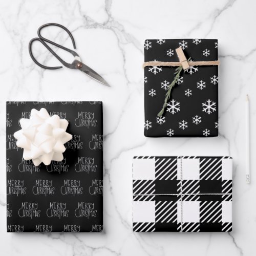 Elegant Black and White Christmas Wrapping Paper Sheets