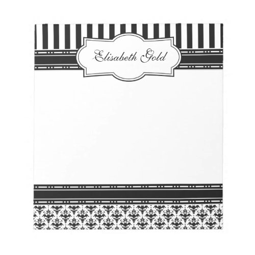 Elegant Black and White Classic Damask Notepad